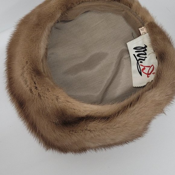 Vintage Women's 1960's Mr D Fur Mink Tam Style Hat - Picture 6 of 6